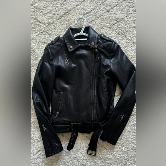 Mackage x Aritzia Black Leather Florica Biker Jacket - Picture 4 of 6